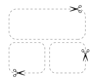 Kırpılmış bir çizgi boyunca kesilen açık makasın vektör illüstrasyonuName