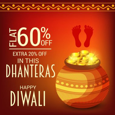 Hindistan Dhanteras Diwali Festivali 'nin arka plan kutlamalarının temsilcisi. Shubh dhanteras.