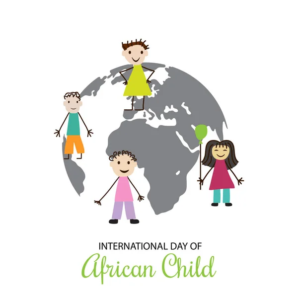 非洲儿童国际日背景的矢量说明 矢量图形