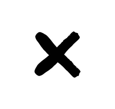 Hesap kutusu. V X işaretleri. Tebeşir ve fırça işaretleri ayarlandı. Vektör seti.