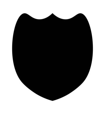 Polis kalkanı siyah şekilli. Heraldik kalkanlar boş amblemler. Güvenlik vektör etiketleri