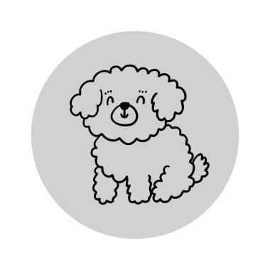 Renkli kapaklar. Köpek koleksiyonu. Sosyal medya hikayeleri için yuvarlak ikonlar. Vektör seti.