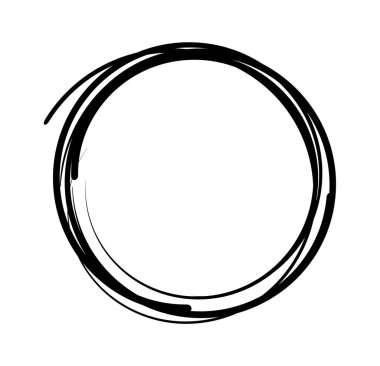 Çizim çemberleri ayarlandı. El çizimi karalama çizgisi logo tasarımı elementleri. Kalem ya da kalem grafiti balonu. İleti notu tasarım ögesi için el çizimi dairesel grafik seti.