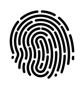 Parmak izi simgeleri. Vektör parmak izi izi kimlik çizimi. Doğrulama kodu.