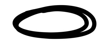 Oval el çizimi şekiller. El yazısıyla çizilmiş bir çember. Vektör kaba kalem vuruşu illüstrasyonu.