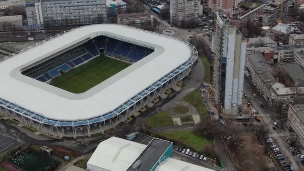 Dnepr Arena Fotbollsstadion Staden Dnipro Ukraina Utsikt Över Drönaren Panoramautsikt — Stockvideo