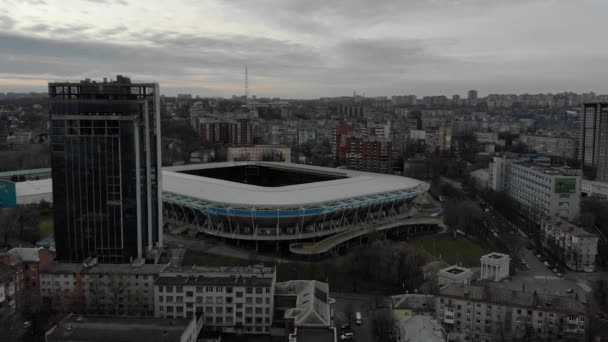 Dnepr Arena ウクライナのドニプロ市にあるサッカースタジアム ドローン ビュー パノラマビュー コンサートやサッカーのための場所 Dnipro Ukraine 2022年1月28日 — ストック動画