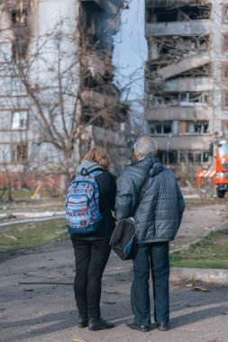 Ukrayna 'nın Zaporozhye kentindeki yüksek katlı bir binada grev. Rus füze saldırısının ardından bir bina havaya uçtu. Patlamanın sonuçları bunlar. Savaş sırasında şehirdeki evler..