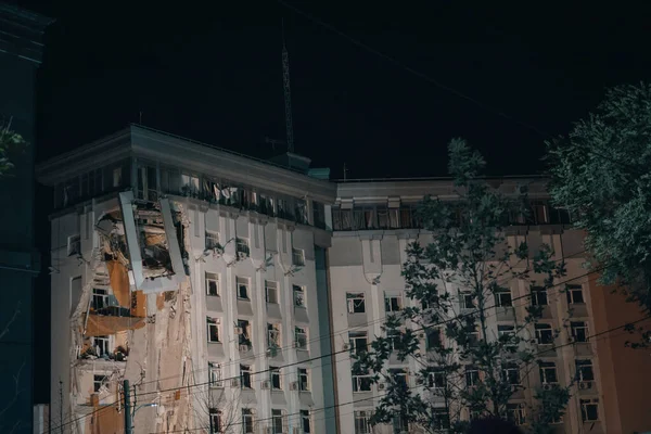 Дніпрі Російські Ракети Обстріляли Багатоповерховий Житловий Будинок Будівлю Шрами Війни — стокове фото