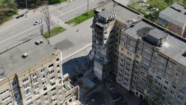 Russisk Raket Fløj Ind Beboelsesejendom Byen Dnipro Ukraine Beboelsesejendom Ødelagt – Stock-video
