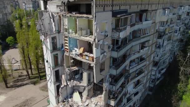 Razzo Russo Volato Edificio Residenziale Nella Città Dnipro Ucraina Edificio — Video Stock
