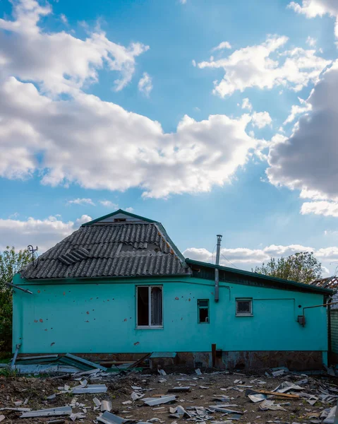 War 2023. Russian aggression and military invasion of Ukraine. Destroyed houses after missile and air strikes. The houses of civilians in the city of Dnipro were bombed