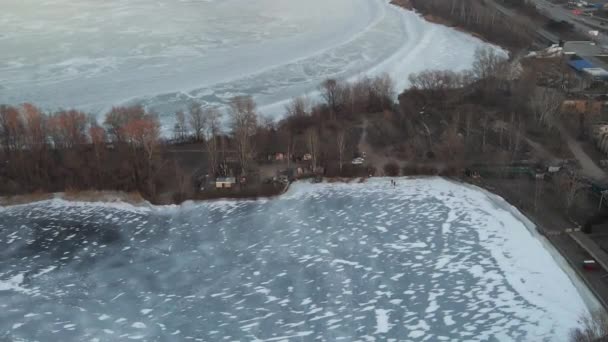 Çatlaklı Mavi Buzun Soyut Arkaplan Dokusu Deniz Kışı Manzarası Kışın — Stok video