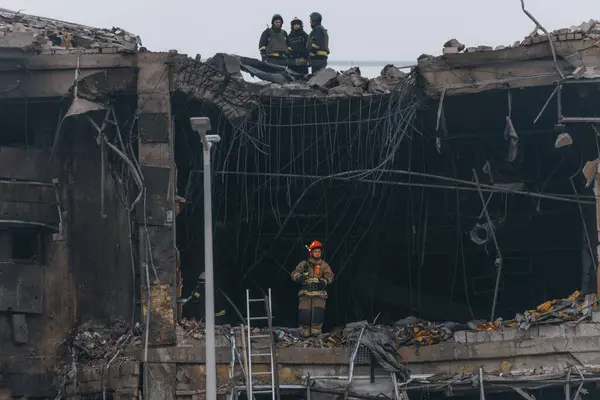 Ukrayna Rusya Savaş Sırasında Balistik Bir Füze Tarafından Vurulduktan Sonra Stok Resim
