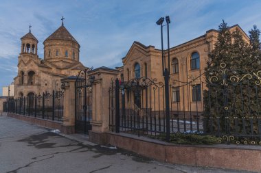 Dnipro, Ukrayna 'daki Aydınlatıcı Aziz Gregory Kilisesi. Din. Arkaplan resmi. Eski Ermeni Kilisesi.