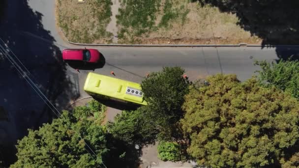 Autobús Salió Volando Carretera Estrelló Contra Árbol Parabrisas Roto Accidentes — Vídeo de stock