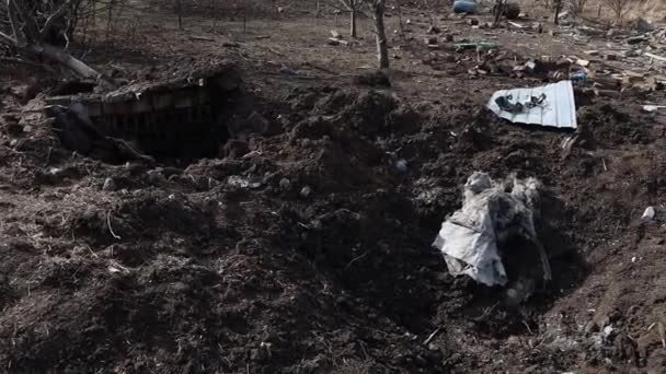 Συνέπειες Μιας Έκρηξης Πυραύλου Ένα Ιδιωτικό Σπίτι Πόλεμος Στην Ουκρανία — Αρχείο Βίντεο