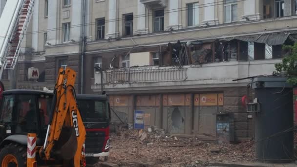 Een Russische Raket Raakte Een Woongebouw Stad Dnepr Oekraïne Beschadigd — Stockvideo