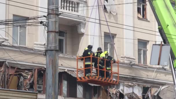 Míssil Russo Atingiu Edifício Residencial Cidade Dnepr Ucrânia Prédio Apartamentos — Vídeo de Stock