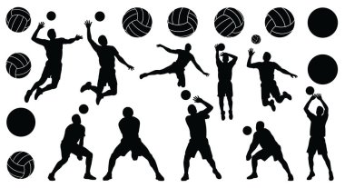 Voleybol oyuncusu siluetleri ayarlandı