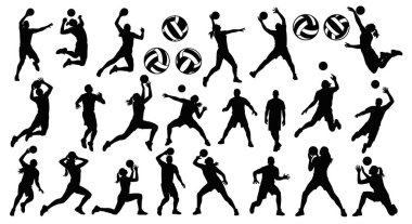 Voleybol Oyuncularının Siluet Sanatı Mahkeme Arenasında Oyun Oynuyor