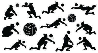 Voleybol Oynayan Kadınların Silüetleri Resim Toplama Spor Aktivitesi