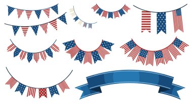 Vatansever Amerikan Bayrağı Bayrak Madalyası Vektör İllüstrasyonu