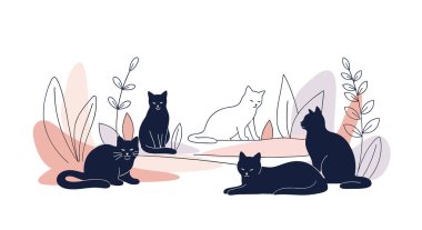 Cats 'in Dışarıda Güneşin Tadını Çıkarması Birlikte