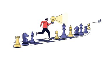 Stratejik Düşünme ve Sorun Çözme Satranç Parçaları ve Ampulle