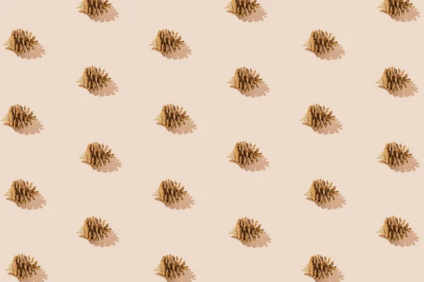 Winter Pattern Made Decorative Pine Cones Pastel Background Christmas New — Stock Photo, Image
