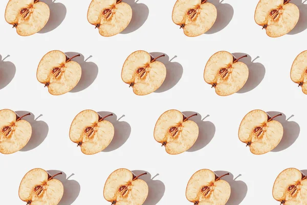 Kreatives Muster Aus Apfelfrüchten Auf Weißem Hintergrund Mit Schatten Gesunde — Stockfoto
