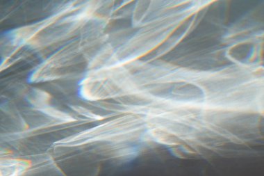 Soyut arkaplan. Işığın gökkuşağı kırılması ile su dokusu gölgesi. Kaplama efekti