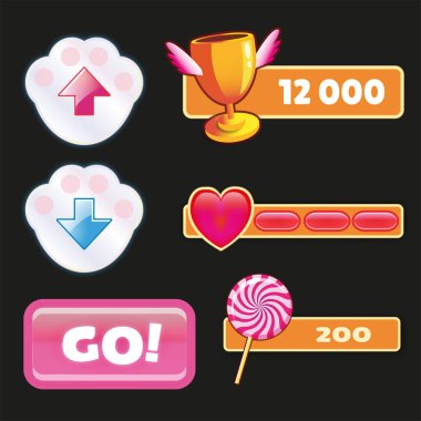 set of colorful buttons for game or presentation.