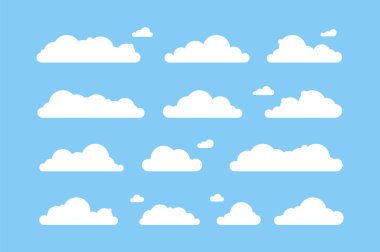 Cloud illustration. set of clouds flat illustration. cartoon style vector. abstract bubble sky icon