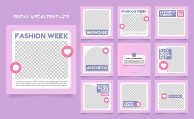 Sosyal medya reklam panolarını mor renkte satışa sunuyor. tamamen düzenlenebilir instagram ve facebook kare sonrası çerçeve