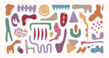 Soyut organik şekil seti. El çizimi karalama sanatı. vektör damlası