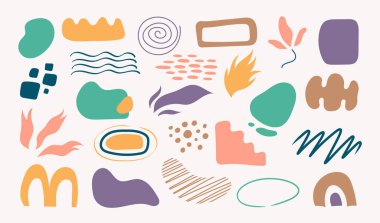 Soyut organik şekil seti. El çizimi karalama sanatı. vektör damlası