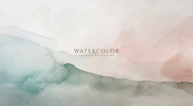 Soyut yatay suluboya arkaplan. Nötr ışık renklendirilmiş boş alan arkaplan çizimi