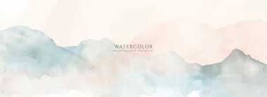Soyut yatay suluboya arkaplan. El çizimi vektör dokusu. Fırçayla ovalanan pastel boya rengi suluboya