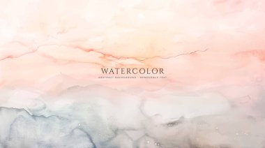 Soyut yatay suluboya arkaplan. El çizimi vektör dokusu. Fırçayla ovalanan pastel boya rengi suluboya