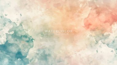 Soyut yatay suluboya arkaplan. El çizimi vektör dokusu. Fırçayla ovalanan pastel boya rengi suluboya