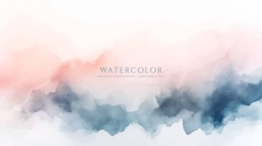 Soyut yatay suluboya arkaplan. El çizimi vektör dokusu. Fırçayla ovalanan pastel boya rengi suluboya