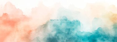 Soyut yatay suluboya arkaplan. El çizimi vektör dokusu. Fırçayla ovalanan pastel boya rengi suluboya