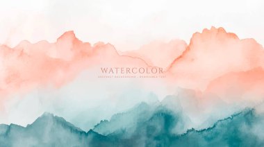 Soyut yatay suluboya arkaplan. El çizimi vektör dokusu. Fırçayla ovalanan pastel boya rengi suluboya