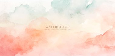 Soyut yatay suluboya arkaplan. El çizimi vektör dokusu. Fırçayla ovalanan pastel boya rengi suluboya
