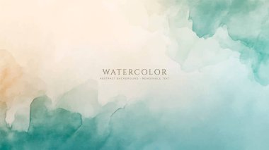 Soyut yatay suluboya arkaplan. El çizimi vektör dokusu. Fırçayla ovalanan pastel boya rengi suluboya