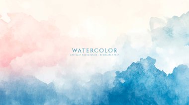 Soyut yatay suluboya arkaplan. El çizimi vektör dokusu. Fırçayla ovalanan pastel boya rengi suluboya