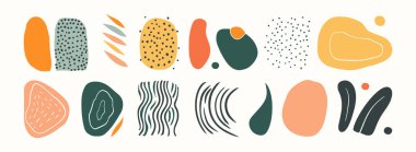 Soyut organik şekil seti. El çizimi karalama sanatı. vektör damlası