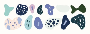 Soyut organik şekil seti. El çizimi karalama sanatı. vektör damlası