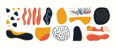 Soyut organik şekil seti. El çizimi karalama sanatı. vektör damlası